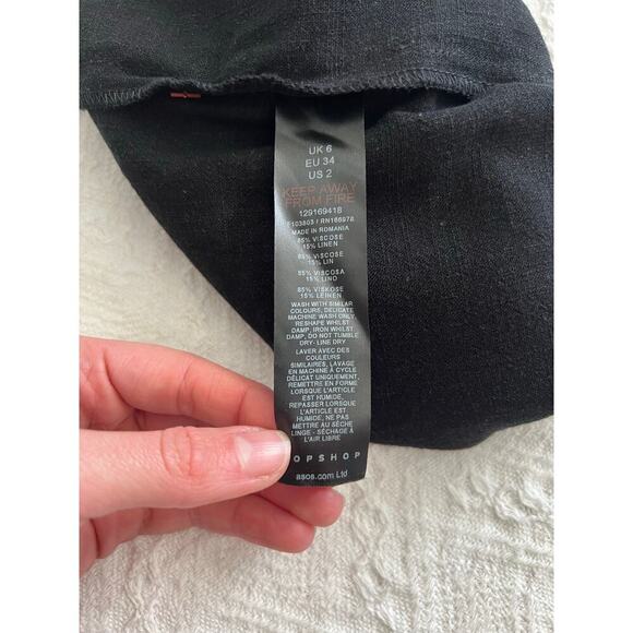 ASOS Topshop Linen Blend Side-Tie Black Mini Skirt, size 2, NWT! - Picture 5 of 8